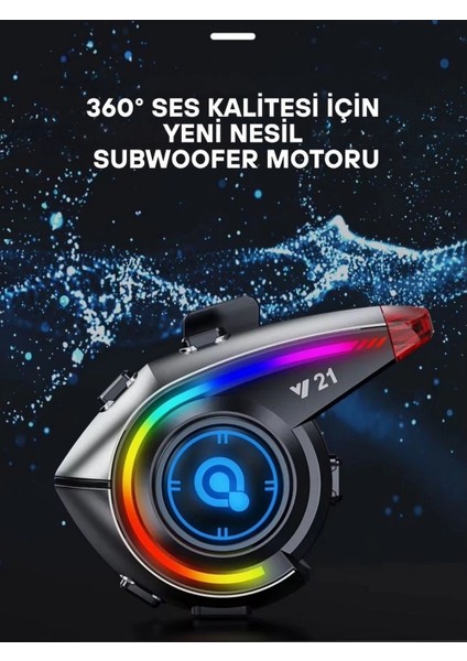Y21 Rgb Işık Efektli Intercom Bluetooth Motosiklet Kask Kulaklığı Intercom Kulaklık fırsatları