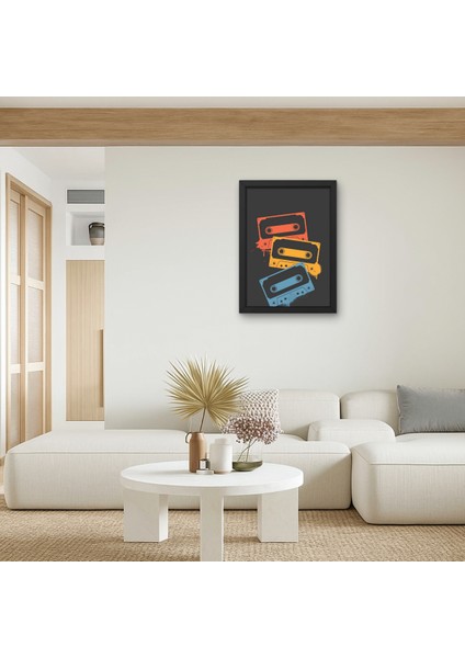 Pop Art Renkli Kasetler Ahşap Tablo Duvar Dekoru | Nostaljik Retro Müzik Hediye 15X20 20X30