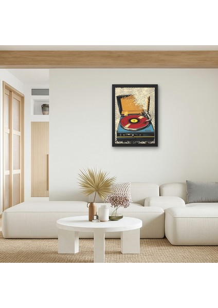 Pikap Tablo Uv Baskı | Retro Müzik Gramofon Pop Art Duvar Dekoru 15X20 20X30