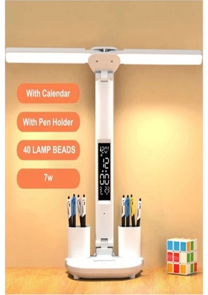 LED Dokunmatik Katlanabilir Masa Lambası Takvim Sıcaklık Saat Şarjlı Masa Lambası modelleri