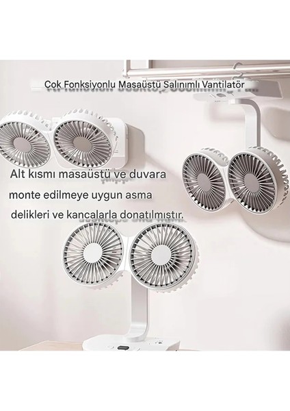 Masaüstü Dijital Ekranlı Çift Fanlı LED Işıklı Soğutucu Fan Ev Ofis Şarjlı Vantilatör modelleri