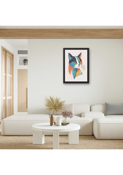 Pop Art Kedi Tablo Uv Baskı | Minimalist Renkli Hayvan Portresi 15X20 20X30