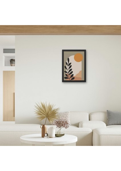 Boho Kavisli Çizgiler Ahşap Tablo Duvar Dekoru | Minimalist Yaprak Iskandinav 15X20 20X30