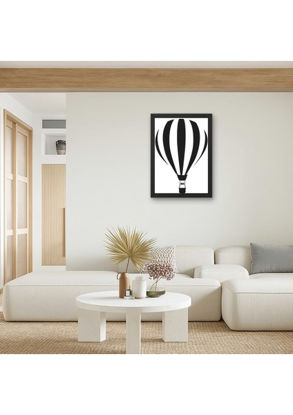 Siyah Beyaz Balon Tablo Uv Baskı | Iskandinav Minimalist Duvar Dekoru