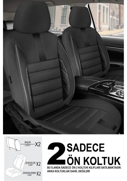 Kia Picanto 2014 Uyumlu Sadece Ön Iki Koltuk Tay Tüyü Oto Kılıf Siyah