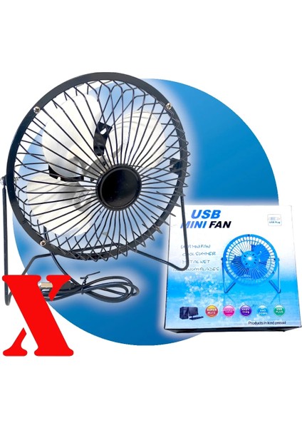 Masaüstü Metal Mini Fan Vantilatör USB Girişli 20 cm Çap (5067) fiyatları