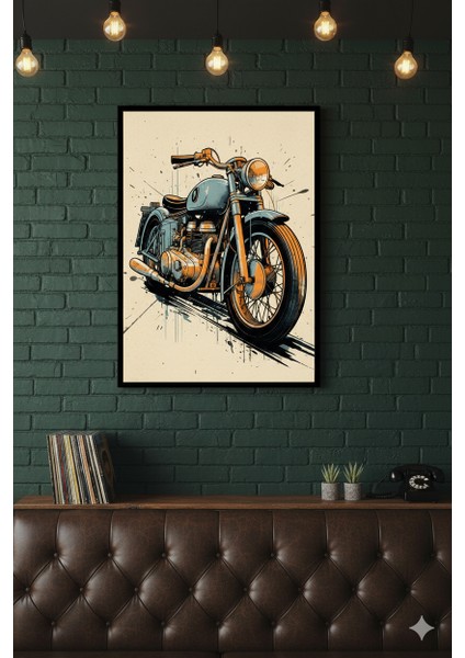 Vintage Motorsiklet Tablosu | Klasik Motor Sanatsal Duvar Dekoru | Retro Ahşap Poster
