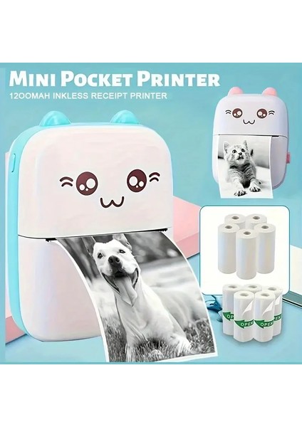 Taşınabilir Yazıcı, Mini Cep Kablosuz Termal Yazıcı Android Ios Akıllı Telefonlar Için Uygun, Bt Mürekkepsiz Baskı, Etiketler, Fişler, Fotoğraflar, Notlar, Öğrenme (5067) indirimleri