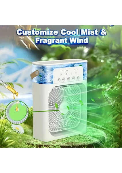 Masaüstü Mini Su ve Buz Hazneli Buhar Püskürtmeli 3in1 Vantilatör Fan (5067) modelleri