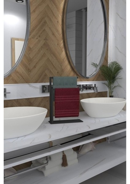 Modern Metal Havlu Askısı Tezgah Üstü Havlu Asacağı Minimalist Ikili Havluluk Banyo Toparlayıcı
