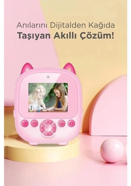 Buğz Dijital Video Fotoğraf App Destekli Çocuk Kamerası Termal Resim Kağıt Baskılı Yazıcı Pembe fiyatları