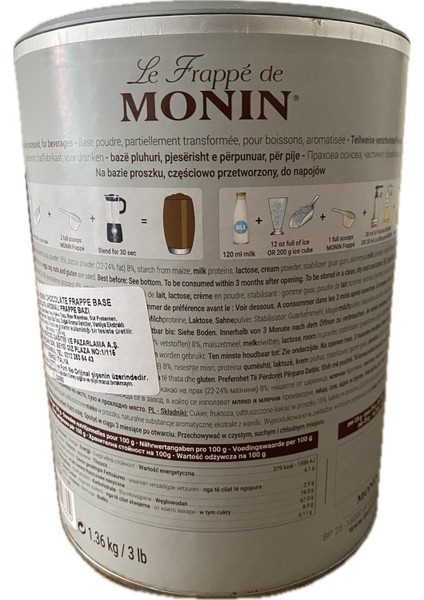 Monin Le Frappe Chocolat – Yoğun Çikolatalı Frappe Karışımı 1.36 kg fiyatları