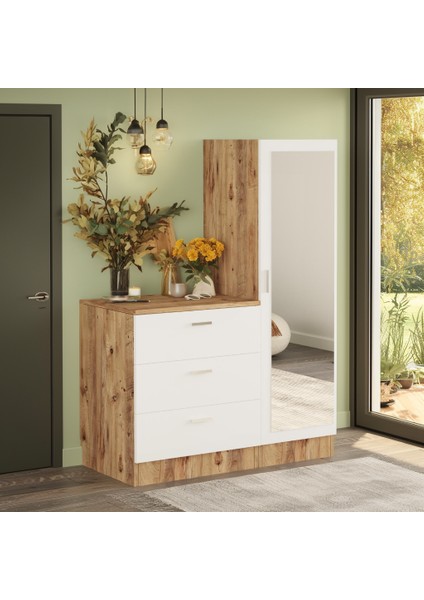Foster Aynalı 3 Çekmeceli Şifonyer Gardırop Çam Beyaz fiyatları