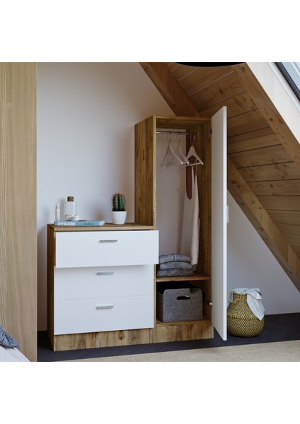 Foster Aynalı 3 Çekmeceli Şifonyer Gardırop Çam Beyaz modelleri