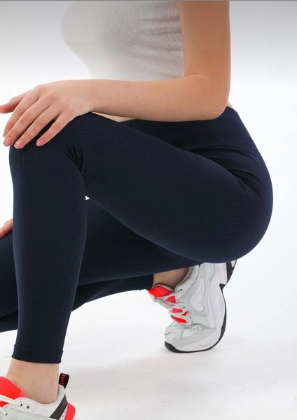 Yüksek Bel, Fitilli, Toparlayıcı Interlok Beli Lastikli Örme Kadın Tayt modelleri