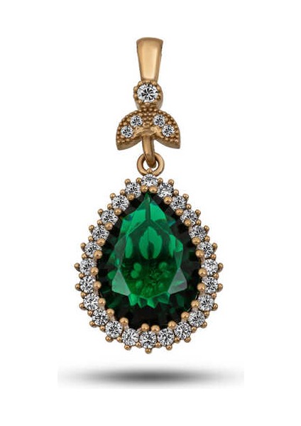 Gümüş Zümrüt Taşlı Hürrem Kadın Kolye Ucu