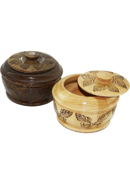 Ayaksız Desenli - Cnc Işlemeli Ahşap Şekerlik Kapaklı Fileli Ambalaj (5067)