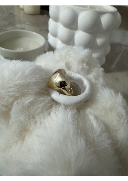 Bombe Kalp Gold Ayarlanabilir Yüzük