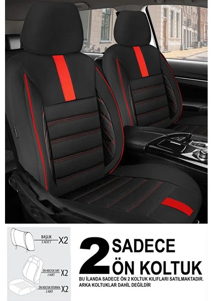 Nissan Juke (Facelift 2014) 1.6 (117 Hp) Xtronic 2014 Uyumlu Sadece Ön Iki Koltuk Tay Tüyü Oto Kılıf Kırmızı