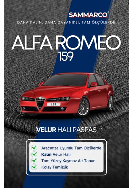 Alfa Romeo 159 2006 Halı Paspas Velur Paspas Kumaş Paspas Oto Paspas fiyatları