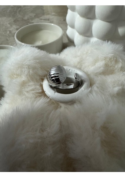 Bombe Çizgili Ayarlanabilir Silver Yüzük fiyatları