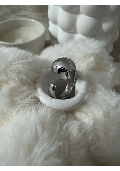 Bombe Çizgili Ayarlanabilir Silver Yüzük fırsatları