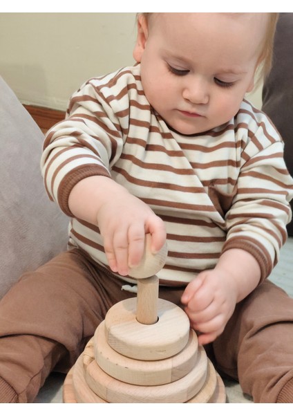 Ahşap Montessori Stacker Oyuncak – Doğal Kayın Ahşabı, Eğitici Halka Dizme Oyunu modelleri