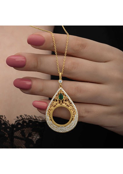 Gümüş Gold Kaplama Damla Çeyrek Takılabilen Kadın Kolye fiyatları