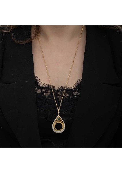 Gümüş Gold Kaplama Damla Çeyrek Takılabilen Kadın Kolye modelleri