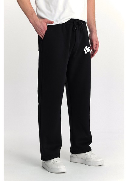 Erkek Baggy Ayarlanabilir Paça Stwd Baskılı 3 Iplik Şardonlu Bol Kesim Stoper Eşofman Altı RF0547 indirimleri