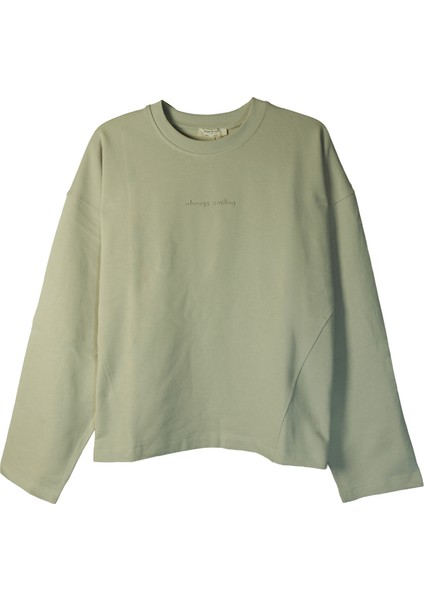 Kadın Sweatshirt - Always Smiling Nakış Detaylı Basic Model