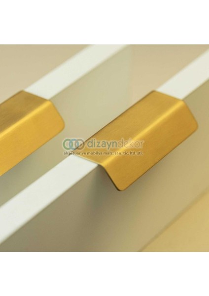 Pvd Mat Sarı Gold Altın L Tipi Paslanmaz Kulp 64 mm