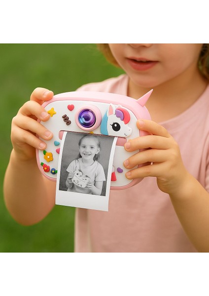 Unicorn Temalı Anında Baskılı Çocuk Kamerası Print Kamera | Çift Kamera, 2,0″ Ekran, Silikon Kılıf fiyatları