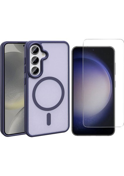 Samsung Galaxy S25 FE Kılıf M-safe Şarj Özellikli Mat Arka Yüzey Zore Sio Kapak + Nano Ekran Koruyucu