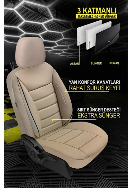 Opel Movano B 2.3 Cdtı Turbo (125 Hp) Easytronic 2011 Uyumlu Sadece Ön Iki Koltuk Deri Oto Kılıf Siyah modelleri