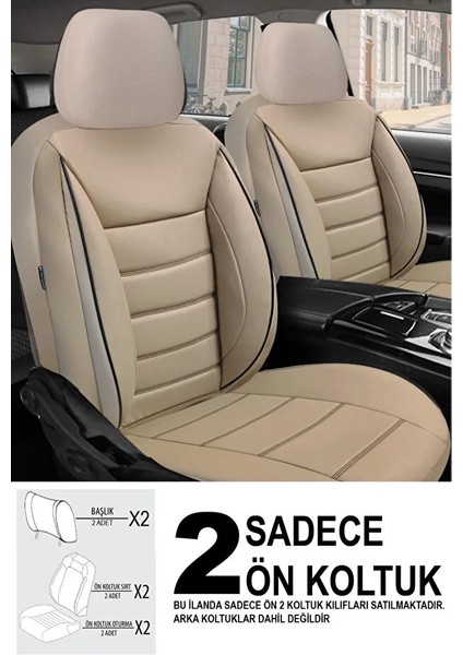 Toyota Highlander 3.3 V6 (212 Hp) Hybrid 4x4 Cvt 2009 Uyumlu Sadece Ön Iki Koltuk Deri Oto Kılıf Siyah