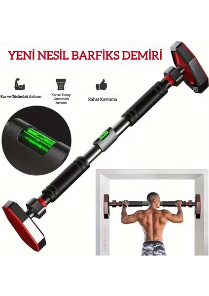 Yeni Nesil Barfiks Demiri 60-100CM Kaymaz Kapı Koridor Barfiks Aleti Çubuğu Barı