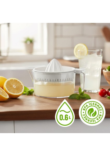 Limon ve Narenciye Sıkacağı, 0.60 L, Hazneli ve Ölçü Göstergeli