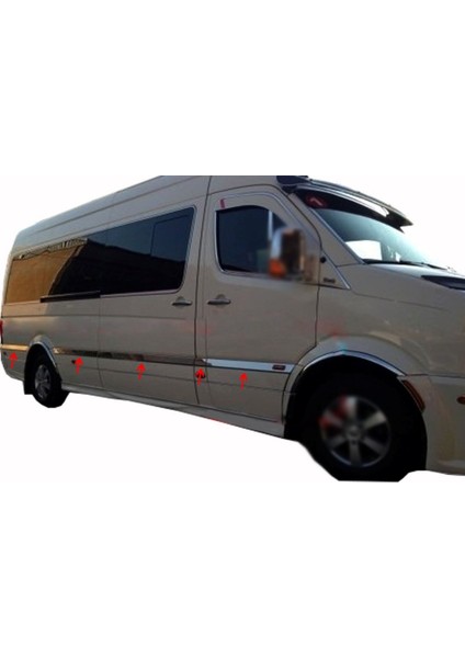 Vw Volkswagen Crafter Uyumlu Yan Kapı Çıtası 10 Parça Uzun Şasi 2006 Üzeri Paslanmaz Krom fiyatları