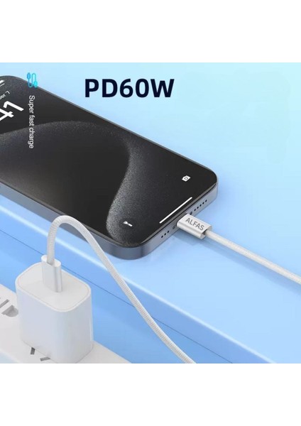 60W Type-C Şarj Kablosu 1 Metre Type-C Şarj Kablosu Pd 60W 3A 1gbps Hızlı Şarj & Data Transfer Usb-C Iphone Android Örgülü Kablo modelleri