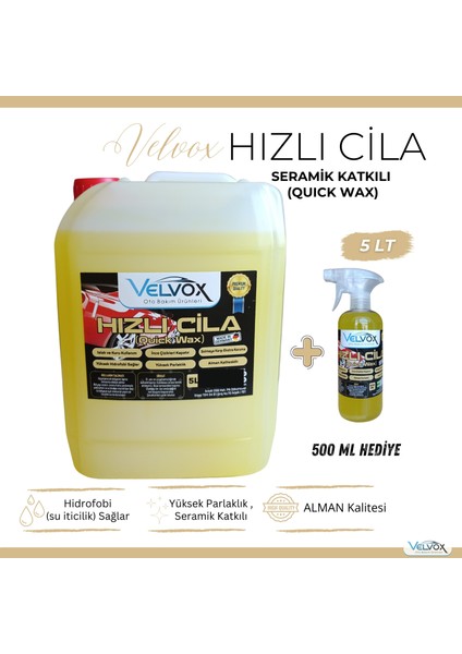 Hızlı Cila Seramik Katkılı 5 Lt ve 500 ml Hediye, Hızlı Cila, Oto Cila, Quick Wax