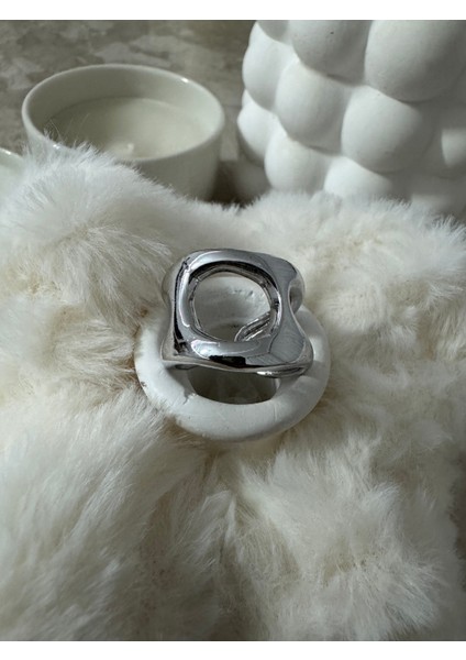 Kalın Oyuntulu Ayarlanabilir Silver Yüzük