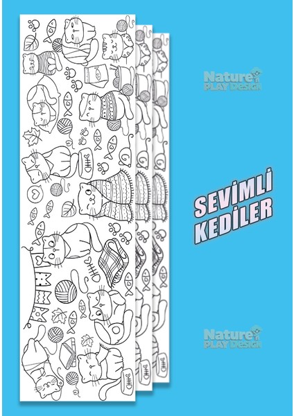 Sevimli Kediler Dev Boyama Kağıdı 2 Metre Kedili Aktivite Rulosu - Çocuk Eğitici Rulo fiyatları