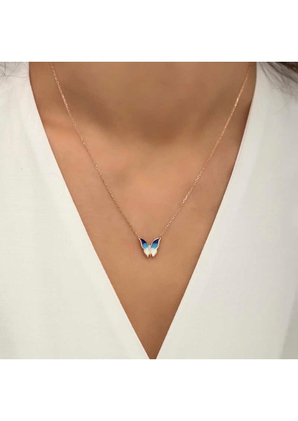 Gümüş Rose Minimal Kelebek Bayan Kolye modelleri