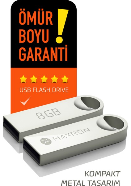 8 GB Flash Bellek Metal Gövde Ömür Boyu Garantili Güvenli USB Bellek Data Traveler fiyatları