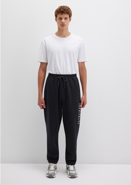 Mavi Logo Baskılı Siyah Eşofman Altı 0010208-900