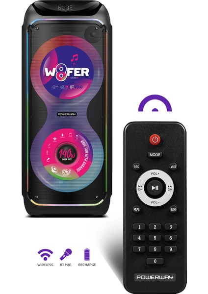 Woofer 140W Hoparlör Gitar Saz Girişli Karaoke Parti Ses Sistemi Dijital Ekran +Bass indirimleri