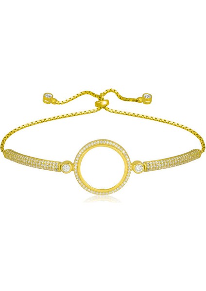 Gümüş Çeyrek Takılabilen Altın Kaplama Kadın Bileklik