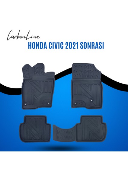 Honda Cıvıc 2021 Sonrası 3D Carbonline Araca Özel Paspas