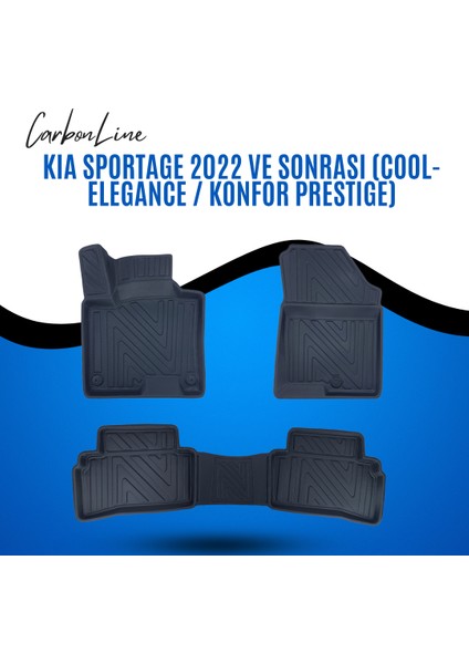Kıa Sportage 2022 ve Sonrası (Cool-Elegance / Konfor Prestıge) 3D Carbonline Araca Özel Paspas